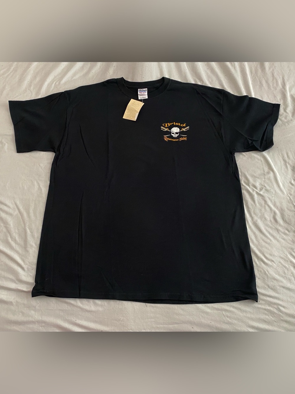 Bristol Renaissance Black Pirate T-Shirt Gold Skull Logo Prepare to be Boarded